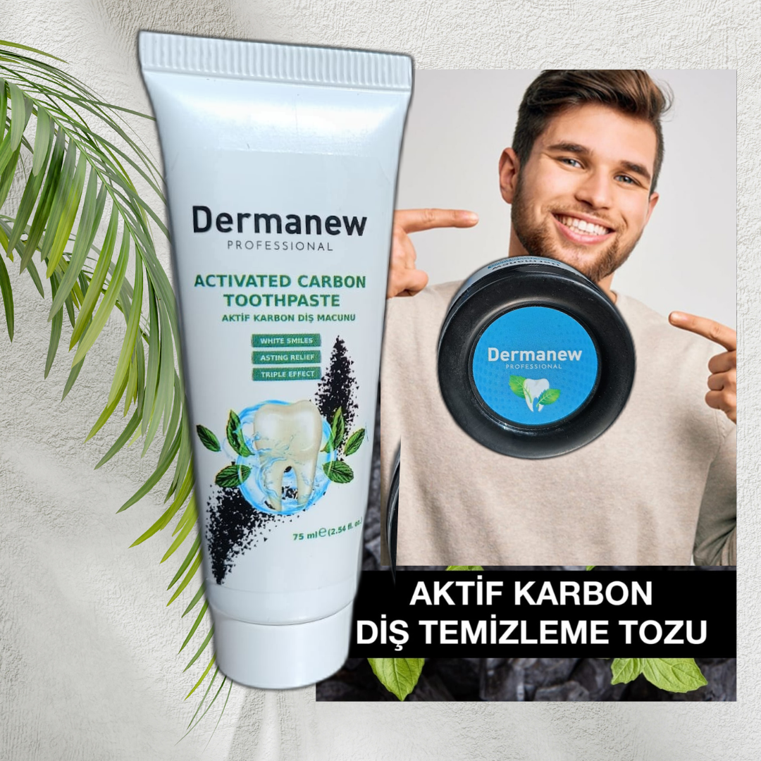 Dermanew CARBON TOOTH CLEANING POWDER + CARBON TOOTHPASTE