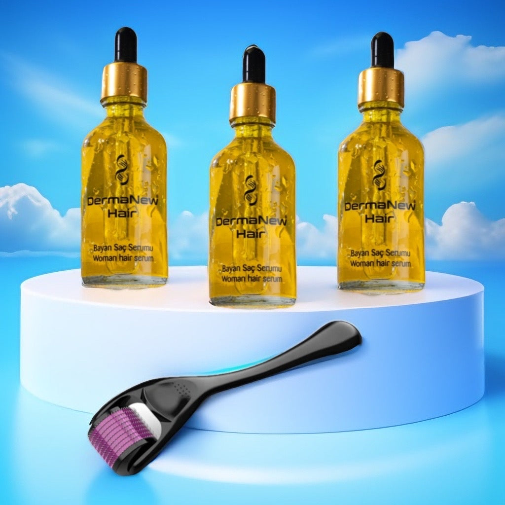 3pcs Dermanewhair serum for woman and Derma roller