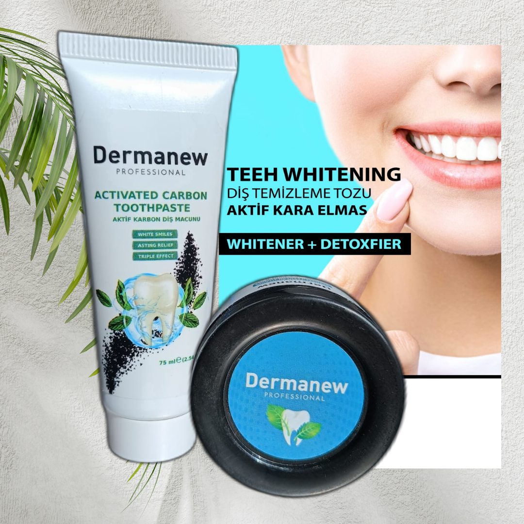 Dermanew CARBON TOOTH CLEANING POWDER + CARBON TOOTHPASTE