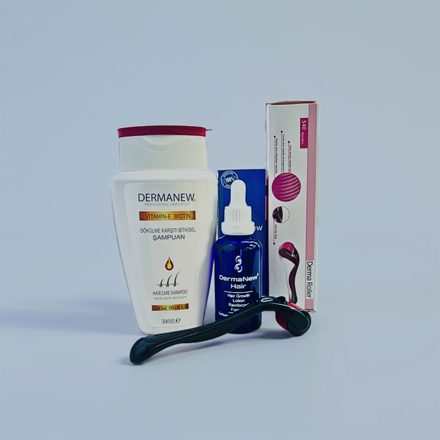 DermaNew Hair care serum + Derma Roller + Shampoo 300 ml