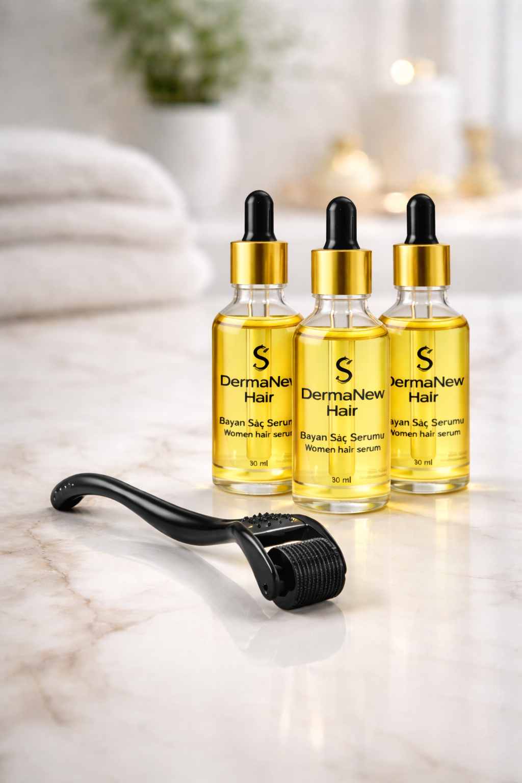 Dermanewhair care serum for woman and Derma roller (sets)