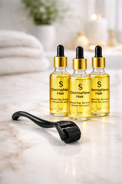 Dermanewhair care serum for woman and Derma roller (sets)